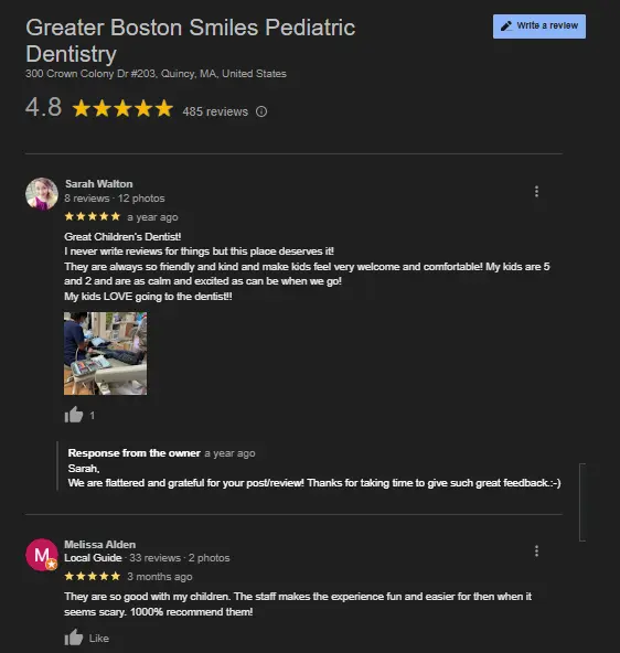 dentist google reviews