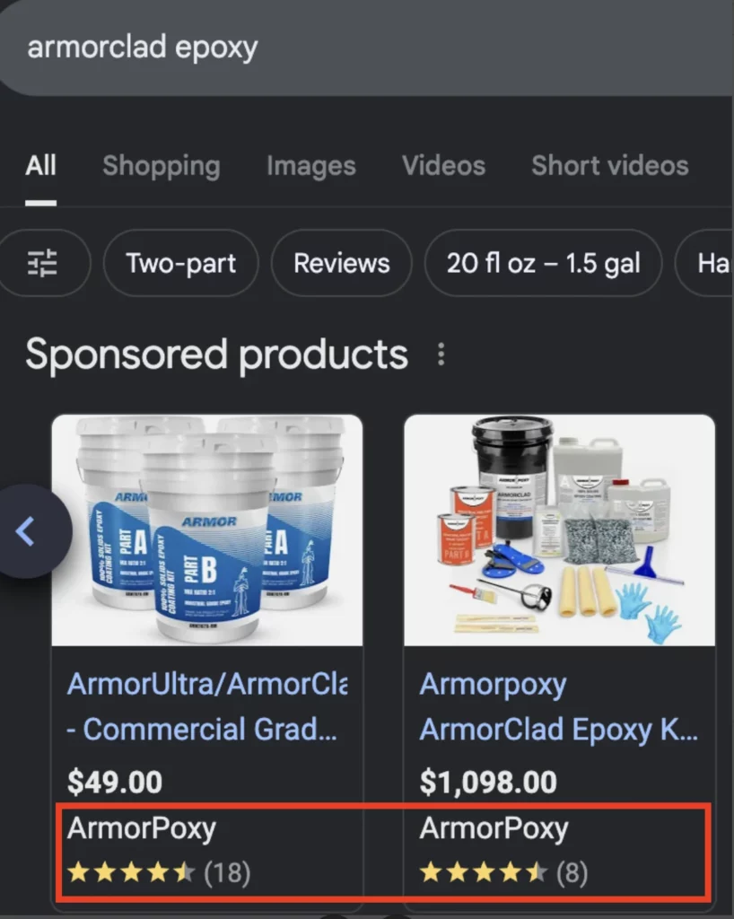 Achieved a 5-star rating for ArmorPoxy by implementing best PPC practices